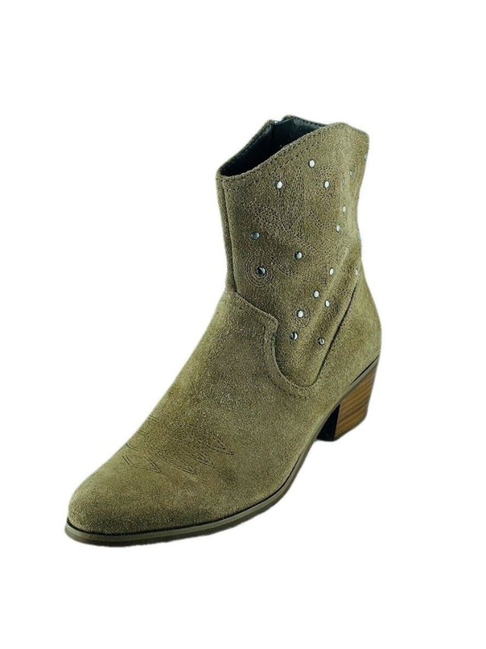 BANDOLINO Boot Erissa Taupe Suede Leather Ankle Round Toe Low Stacked Heel Weste - Picture 10 of 11